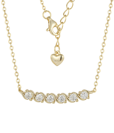 lumina forge eternal wave moissanite necklace in yellow gold finish — back view