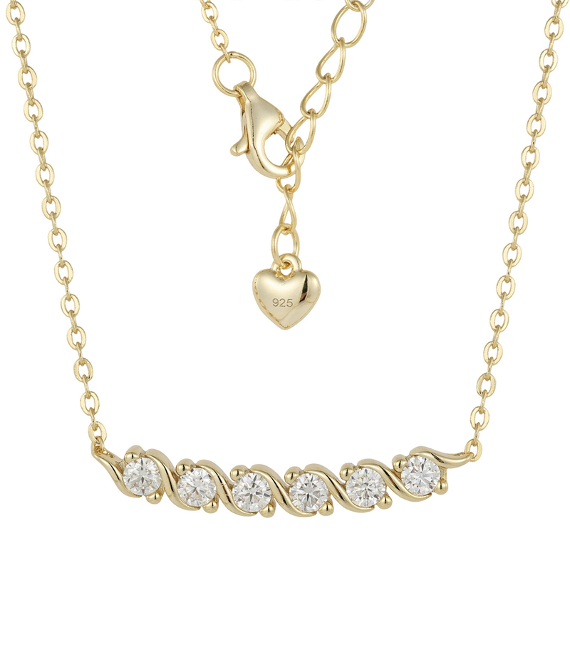 lumina forge eternal wave moissanite necklace in yellow gold finish — back view