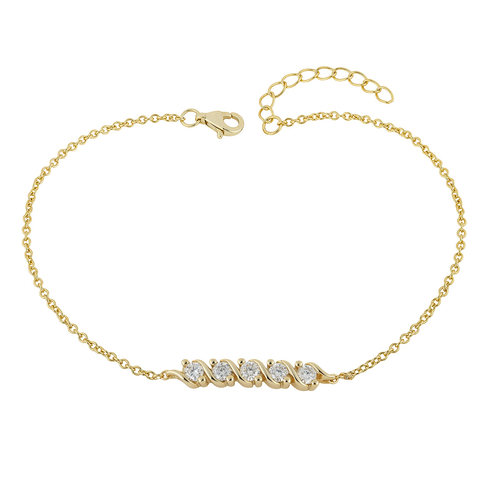 lumina forge eternal wave moissanite bracelet in yellow gold finish — front view