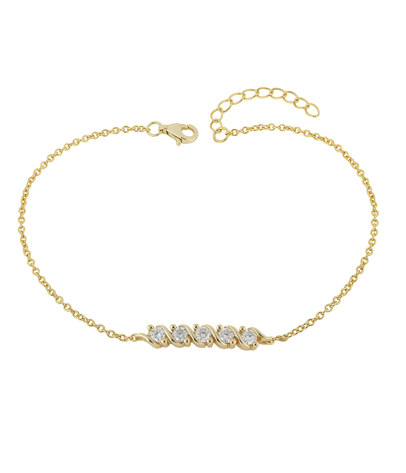 lumina forge eternal wave moissanite bracelet in yellow gold finish — front view