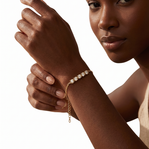 lumina forge eternal wave moissanite bracelet in yellow gold finish — model view