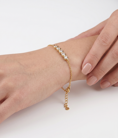 lumina forge eternal wave moissanite bracelet in yellow gold finish — model view