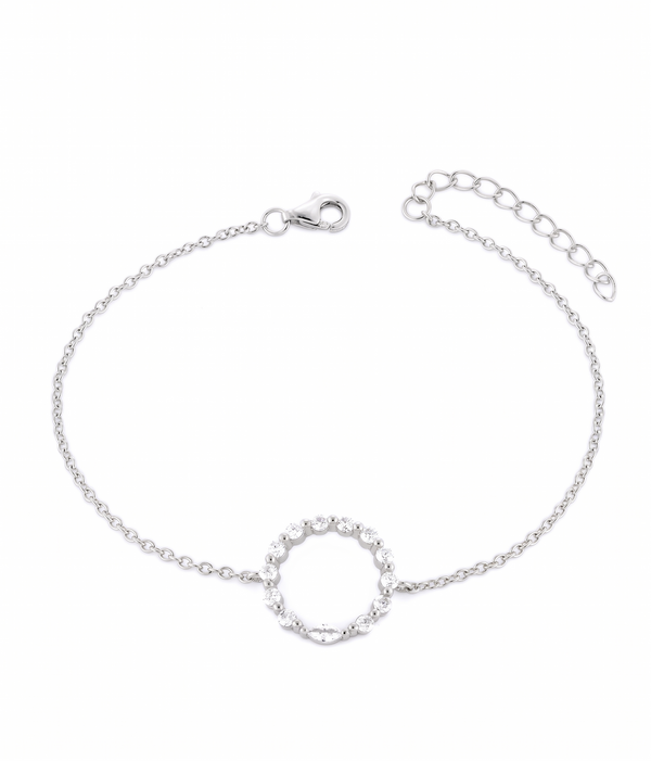 lumina forge eternal circle moissanite bracelet in white gold finish — front view