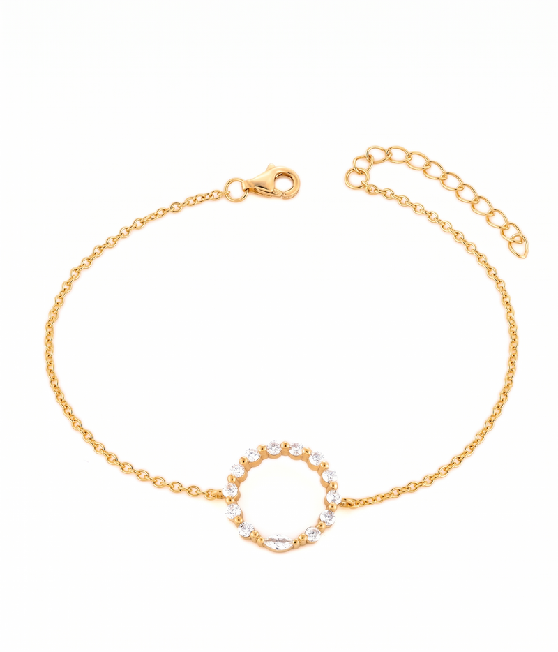 lumina forge eternal circle moissanite bracelet in yellow gold finish — front view