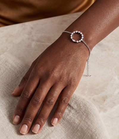 lumina forge eternal circle moissanite bracelet in white gold finish — model view
