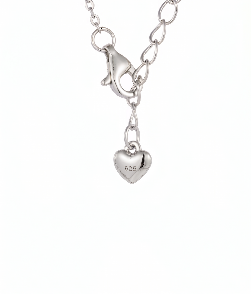 lumina pearl orbit pendant necklace in white gold finish — back view