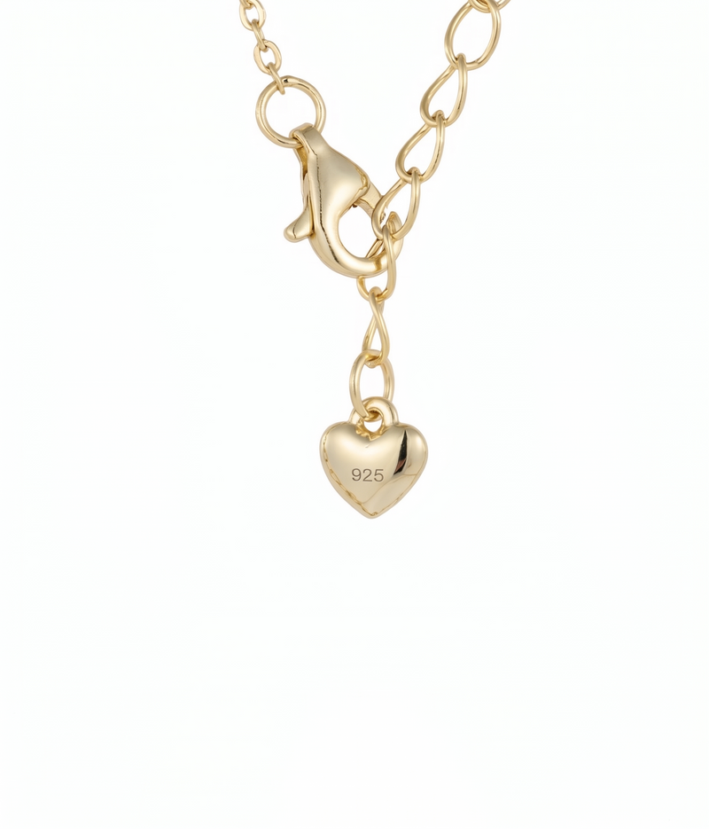 lumina pearl orbit pendant necklace in yellow gold finish — back view