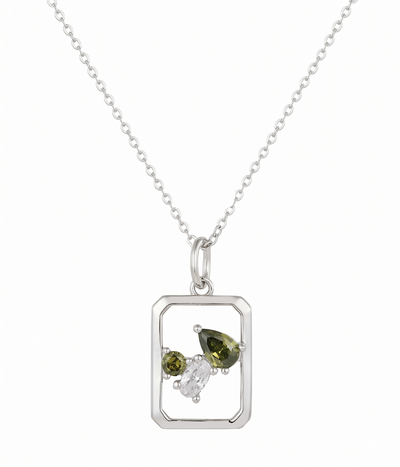 Starlight Garden Rectangle Pendant Necklace