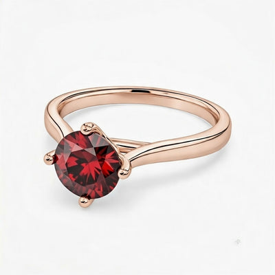 garnet birthstone ring in rose gold finish — front view