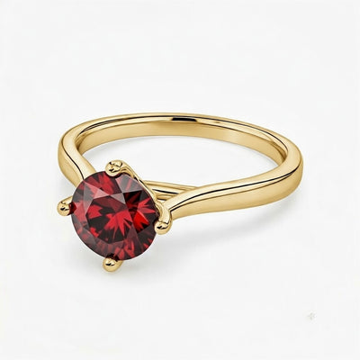 garnet birthstone ring in yellow gold finish — front view