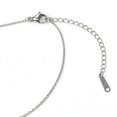 amethyst birthstone necklace in white gold finish — back view