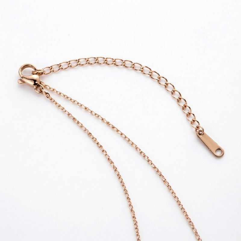 aquamarine birthstone necklace in rose gold finish — back view