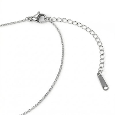 aquamarine birthstone necklace in white gold finish — back view