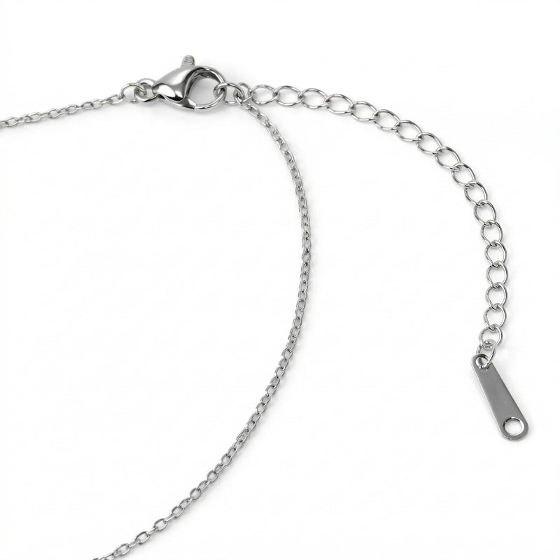 aquamarine birthstone necklace in white gold finish — back view