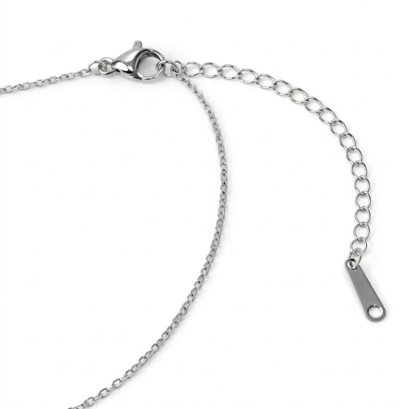diamond birthstone necklace in white gold finish — back view