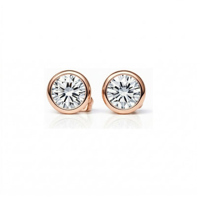 diamond birthstone stud earrings in rose gold finish — front view