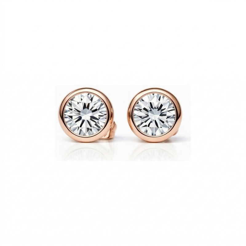 diamond birthstone stud earrings in rose gold finish — front view