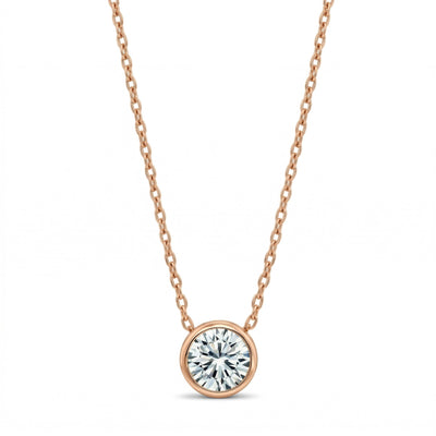 diamond birthstone necklace in rose gold finish — front view