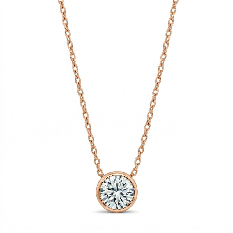 diamond birthstone necklace in rose gold finish — front view