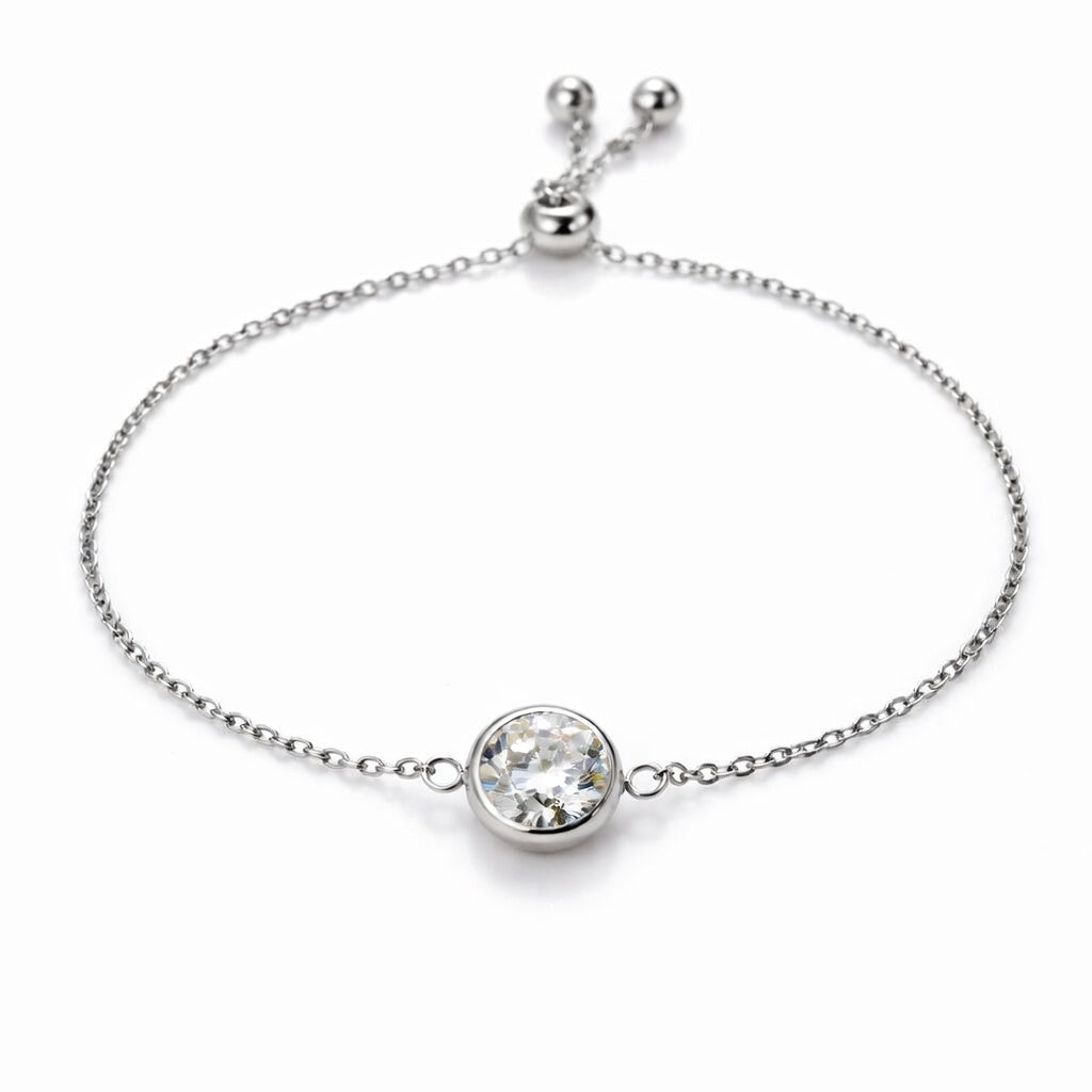 diamond birthstone bracelet in white gold finish — front view
