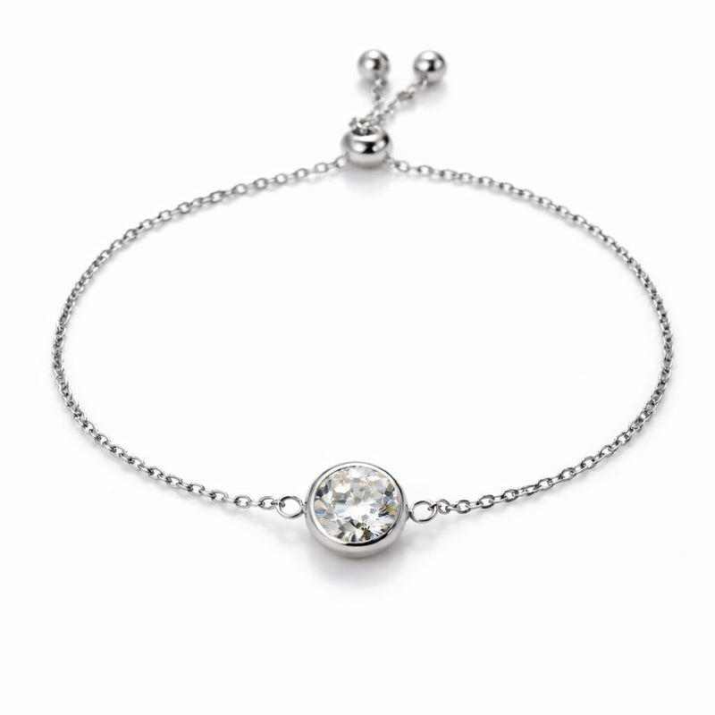 diamond birthstone bracelet in white gold finish — front view