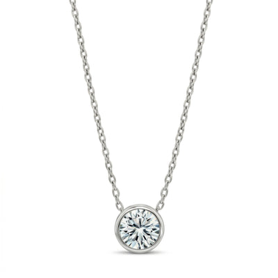 diamond birthstone necklace in white gold finish — front view