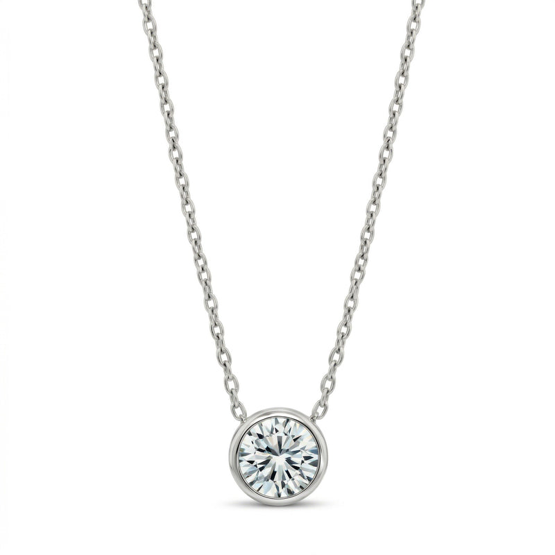 diamond birthstone necklace in white gold finish — front view