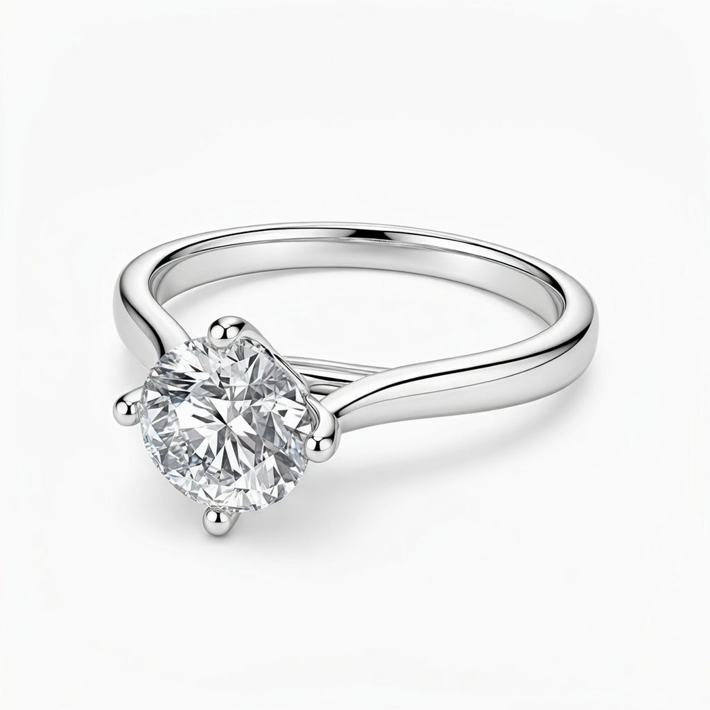 diamond birthstone ring in white gold finish — front view