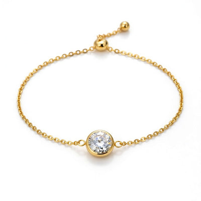 diamond birthstone bracelet in yellow gold finish — front view