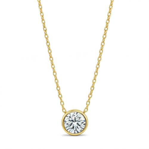 diamond birthstone necklace in yellow gold finish — front view