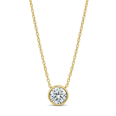 diamond birthstone necklace in yellow gold finish — front view