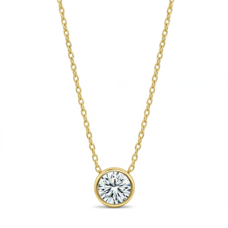diamond birthstone necklace in yellow gold finish — front view