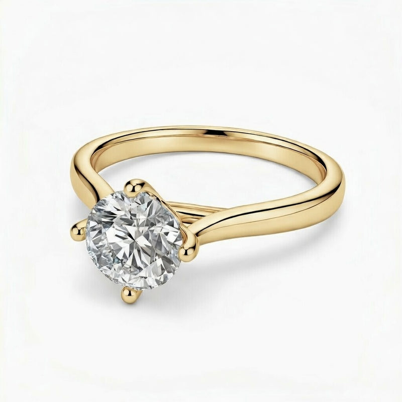 diamond birthstone ring in yellow gold finish — front view