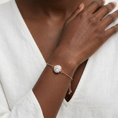 diamond birthstone bracelet in rose gold finish — model view