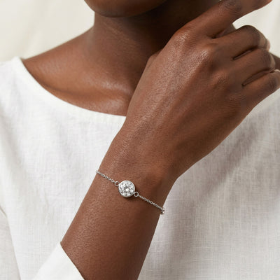 diamond birthstone bracelet in white gold finish — model view
