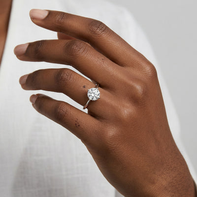 diamond birthstone ring in white gold finish — model view
