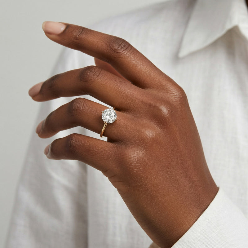 diamond birthstone ring in yellow gold finish — model view