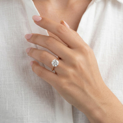 diamond birthstone ring in rose gold finish — model view