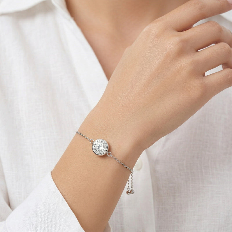 diamond birthstone bracelet in white gold finish — model view