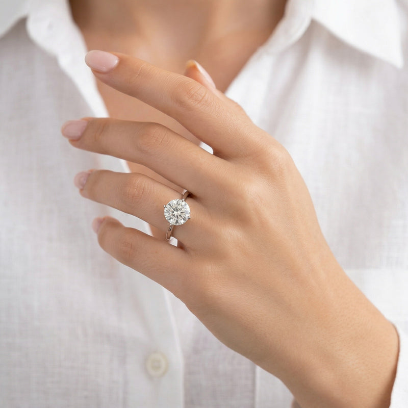 diamond birthstone ring in white gold finish — model view