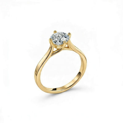 diamond birthstone ring in yellow gold finish — side view