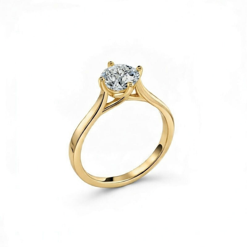 diamond birthstone ring in yellow gold finish — side view