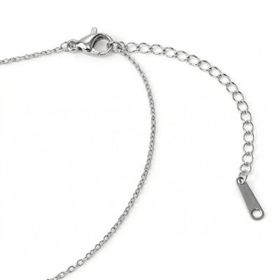 emerald birthstone necklace in white gold finish — back view