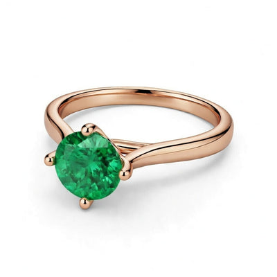 emerald birthstone ring in rose gold finish — front view