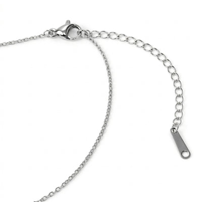 alexandrite birthstone necklace in white gold finish — back view