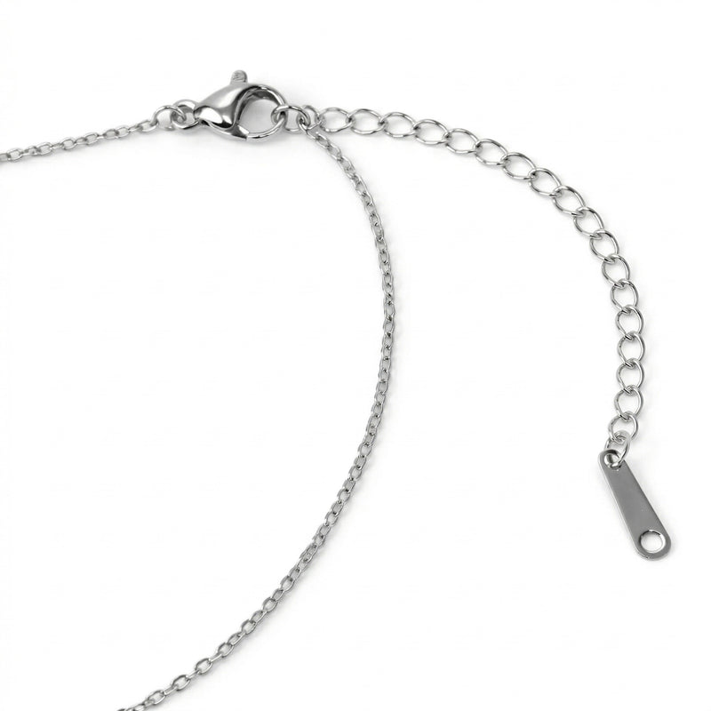 alexandrite birthstone necklace in white gold finish — back view