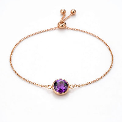alexandrite birthstone bracelet in rose gold finish — front view