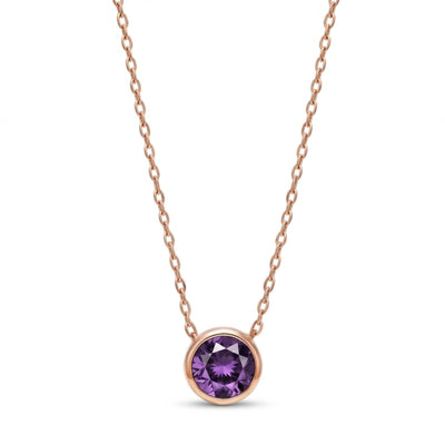 alexandrite birthstone necklace in rose gold finish — front view