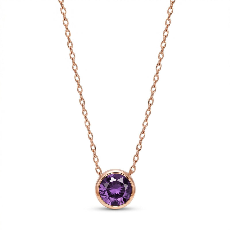 alexandrite birthstone necklace in rose gold finish — front view