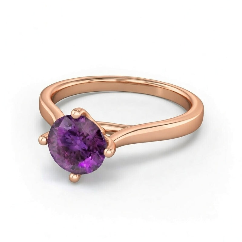 alexandrite birthstone ring in rose gold finish — front view